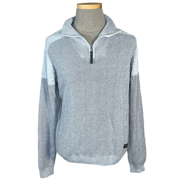 Dark Black Men’s Gray 1/4 Zip Cotton Blend Sweater Size Large EUC - Picture 1 of 12